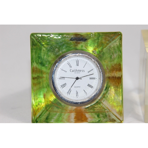 912 - CAITHNESS PAPERWEIGHT CLOCK PLUS PAPERWEIGHT