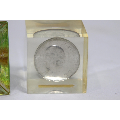 912 - CAITHNESS PAPERWEIGHT CLOCK PLUS PAPERWEIGHT