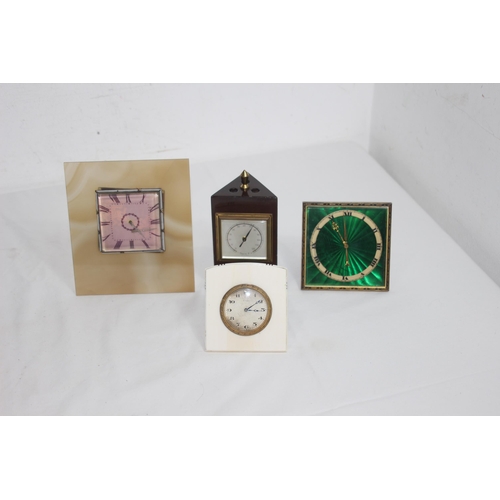 914 - 4 X VINTAGE CLOCKS - INCLUDING ONE SILVER BACKED 
13CM