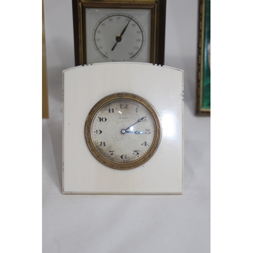 914 - 4 X VINTAGE CLOCKS - INCLUDING ONE SILVER BACKED 
13CM