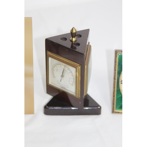 914 - 4 X VINTAGE CLOCKS - INCLUDING ONE SILVER BACKED 
13CM