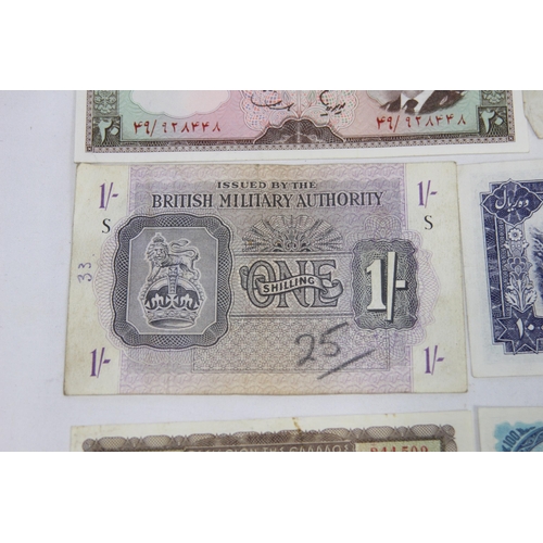 970 - QUANTITY OF VARIOUS NOTES INCLUDING MILITARY SHILLING NOTE