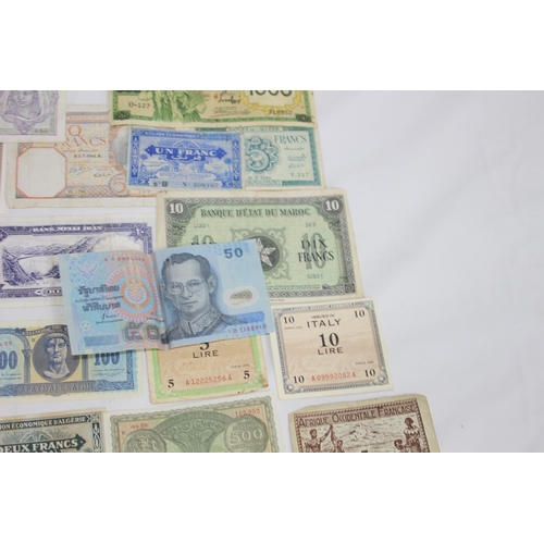 970 - QUANTITY OF VARIOUS NOTES INCLUDING MILITARY SHILLING NOTE