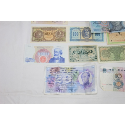 970 - QUANTITY OF VARIOUS NOTES INCLUDING MILITARY SHILLING NOTE