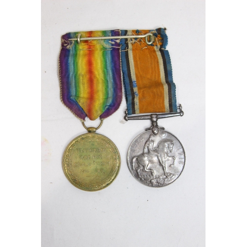 816 - 2 X WWI MEDALS TO PTE. G. WILLIAMS1-LOND.R AND WW2 MEDAL