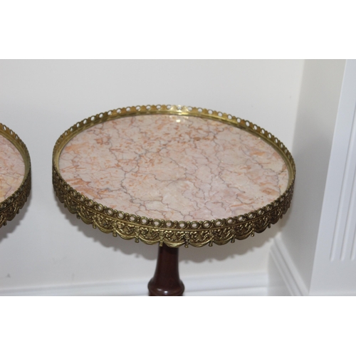 18 - PAIR OF MARBLE TOPPED WINE TABLES 
39 X 56CM