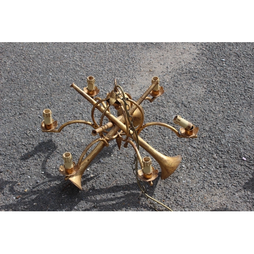 202 - 3 X VINTAGE TRUMPET CHANDELIERS 
55 X 30CM