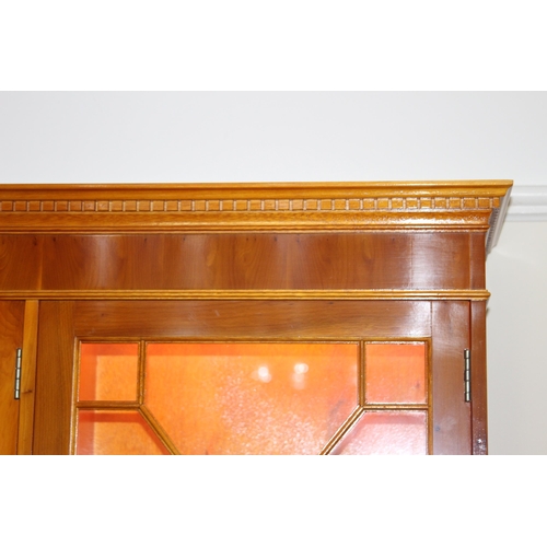 19 - YEW WOOD DISPLAY CABINET 
147 X 37 X 190CM