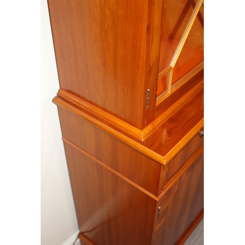 19 - YEW WOOD DISPLAY CABINET 
147 X 37 X 190CM