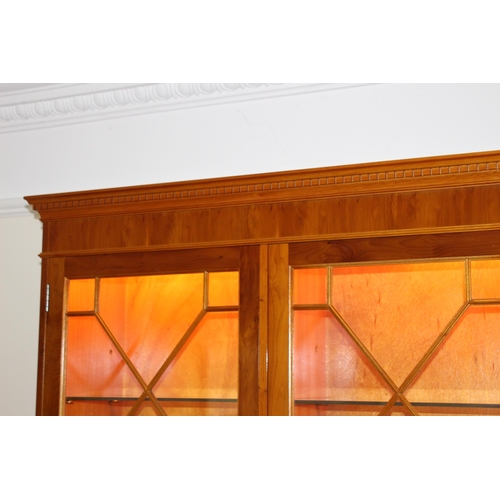 19 - YEW WOOD DISPLAY CABINET 
147 X 37 X 190CM