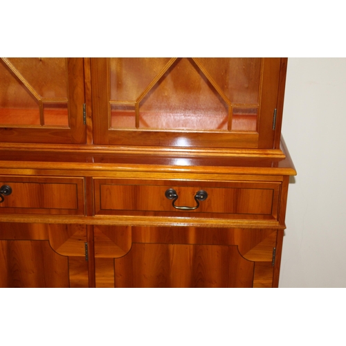 19 - YEW WOOD DISPLAY CABINET 
147 X 37 X 190CM