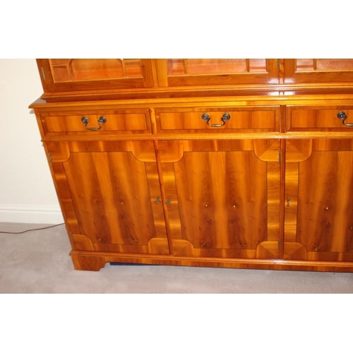 19 - YEW WOOD DISPLAY CABINET 
147 X 37 X 190CM