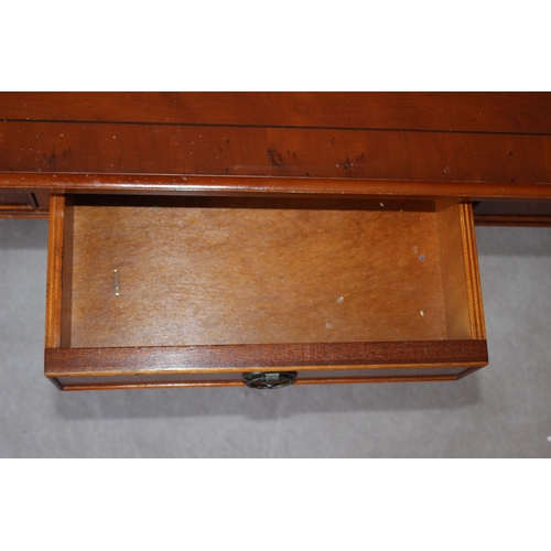 20 - QUANTITY OF YEW WOOD TABLE AND TV CABINET x5 
87 X 44 X 63CM