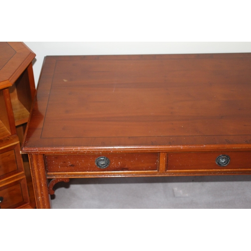 20 - QUANTITY OF YEW WOOD TABLE AND TV CABINET x5 
87 X 44 X 63CM