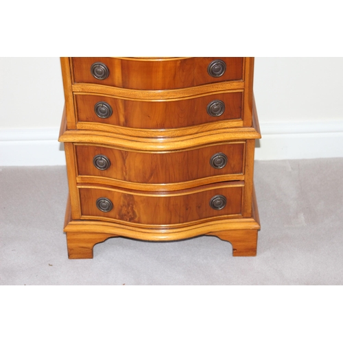 21 - YEW WOOD CHEST OF DRAWERS 
43 X 35 X 76CM