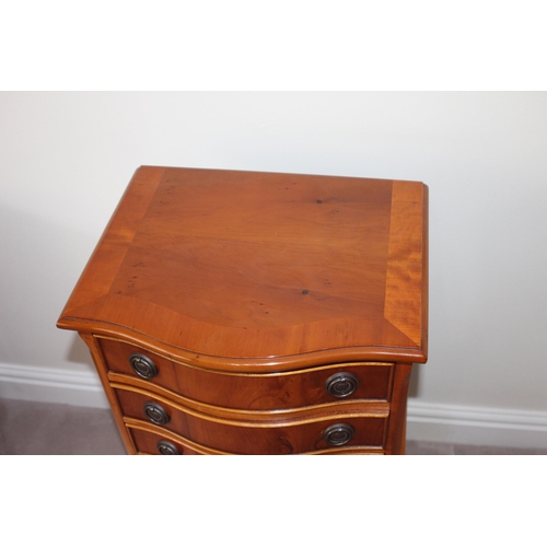 21 - YEW WOOD CHEST OF DRAWERS 
43 X 35 X 76CM