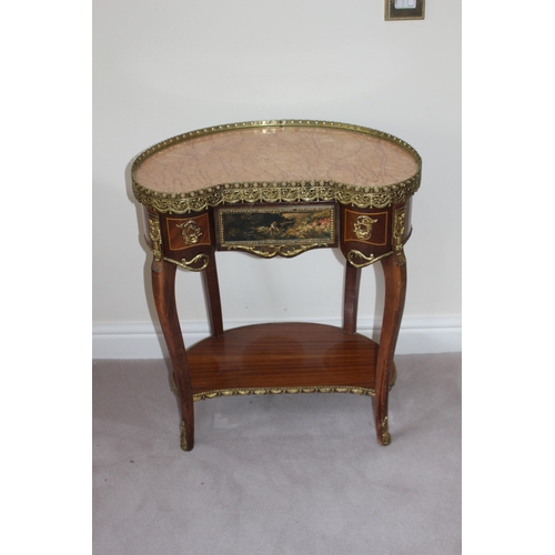 22 - ORNATE KIDNEY SHAPED SIDE TABLE 
59 X 36 X 69CM