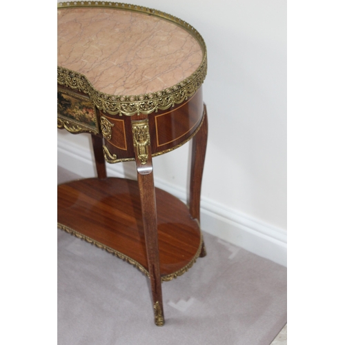 22 - ORNATE KIDNEY SHAPED SIDE TABLE 
59 X 36 X 69CM