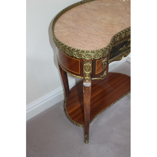 22 - ORNATE KIDNEY SHAPED SIDE TABLE 
59 X 36 X 69CM