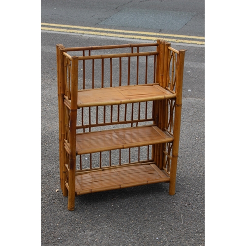 27 - VINTAGE BAMBOO FOLDING SHELVES 
57 X 29 X 80CM