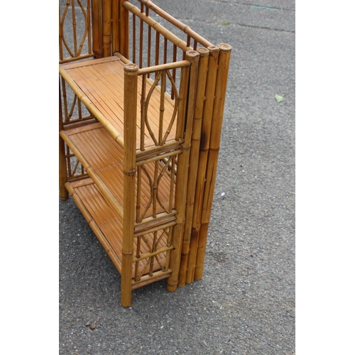 27 - VINTAGE BAMBOO FOLDING SHELVES 
57 X 29 X 80CM