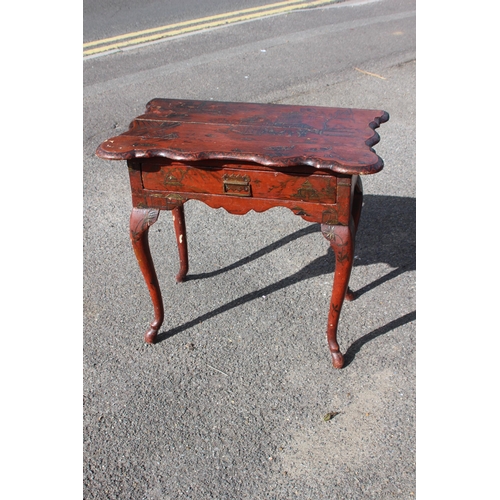 28 - ANTIQUE CHINESE LACQUERED TABLE 
79 X 49 X 70CM