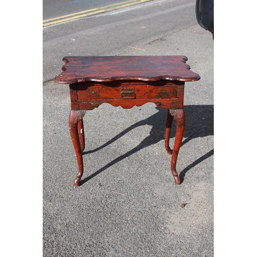 28 - ANTIQUE CHINESE LACQUERED TABLE 
79 X 49 X 70CM