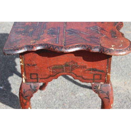 28 - ANTIQUE CHINESE LACQUERED TABLE 
79 X 49 X 70CM