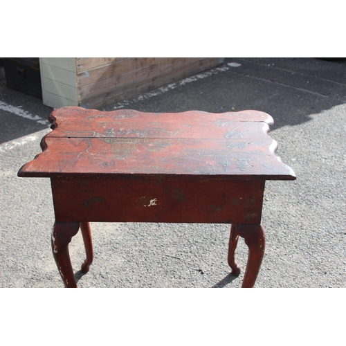 28 - ANTIQUE CHINESE LACQUERED TABLE 
79 X 49 X 70CM