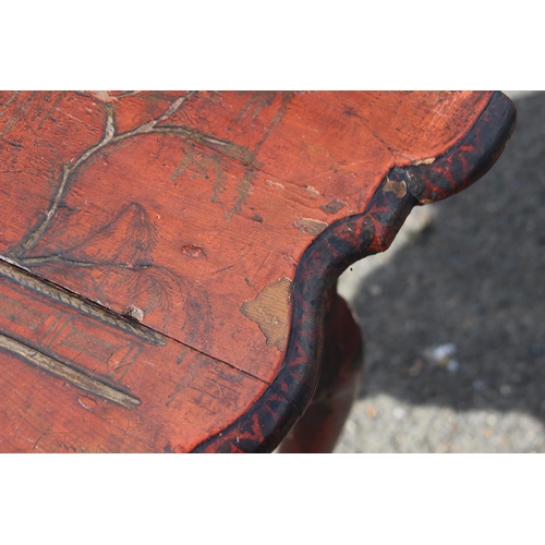 28 - ANTIQUE CHINESE LACQUERED TABLE 
79 X 49 X 70CM