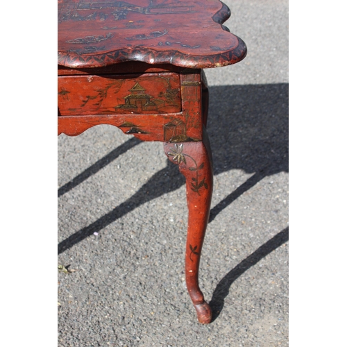 28 - ANTIQUE CHINESE LACQUERED TABLE 
79 X 49 X 70CM