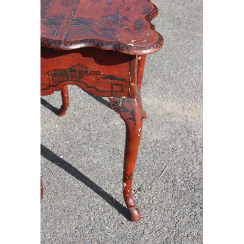 28 - ANTIQUE CHINESE LACQUERED TABLE 
79 X 49 X 70CM