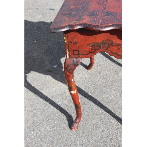 28 - ANTIQUE CHINESE LACQUERED TABLE 
79 X 49 X 70CM