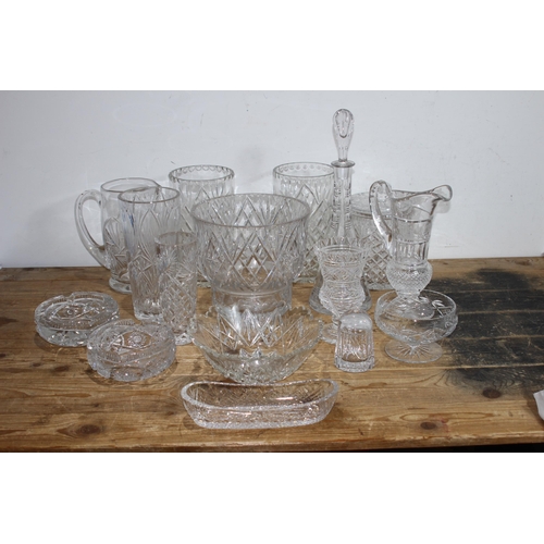 246 - LARGE QUANTITY OF CUT GLASS DECANTERS, BOWLS, JUGS ETC 
40CM