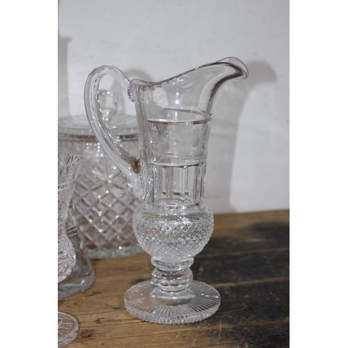 246 - LARGE QUANTITY OF CUT GLASS DECANTERS, BOWLS, JUGS ETC 
40CM