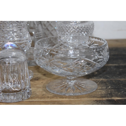 246 - LARGE QUANTITY OF CUT GLASS DECANTERS, BOWLS, JUGS ETC 
40CM