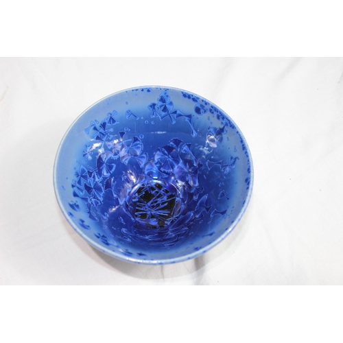 250 - EVANS DAVIS SYDNEY BLUE POTTERY SERVING BOWL AND BOWLS