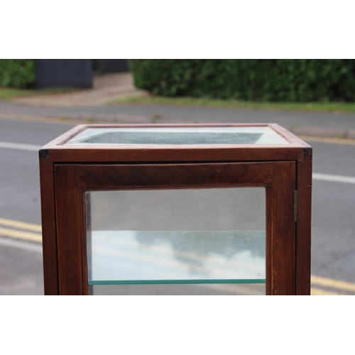 33 - ANTIQUE GLASS DISPLAY CABINET 
38X 38 X 61CM