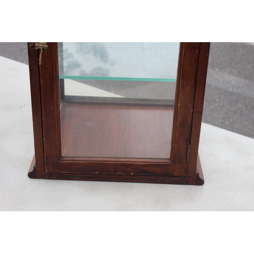 33 - ANTIQUE GLASS DISPLAY CABINET 
38X 38 X 61CM