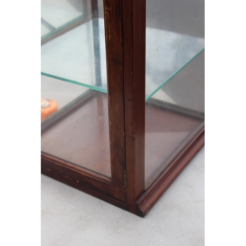 33 - ANTIQUE GLASS DISPLAY CABINET 
38X 38 X 61CM