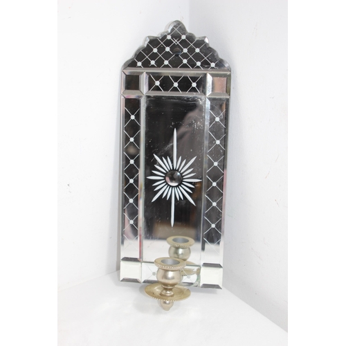 302 - MIRRORED WALL SCONCE AND ART GLASS
35CM