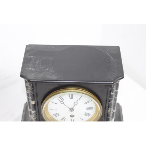 356 - MARBLE AND SLATE CLOCK 
24CM HIGH