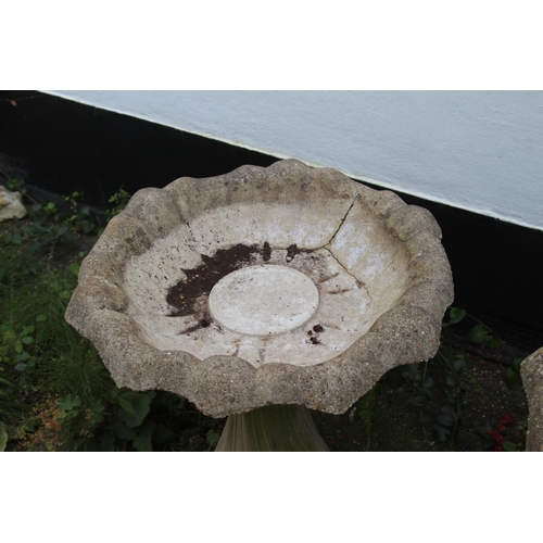 100 - PAIR OF STONE BIRD BATHS 
59 X 70CM