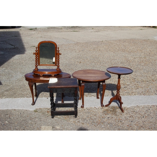 5 - QUANTITY OF VINTAGE SIDE TABLES AND DRESS MIRROR x5