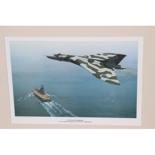 126 - VINTAGE MILITARY AIRCRAFT WATERCOLOUR SIGNED C. RONALD GIBBON 1921 AND PRINT 
59 X 39CM