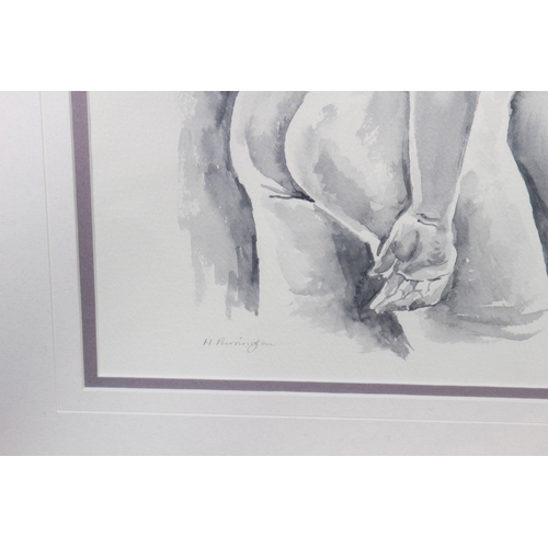 145 - SIGNED H. PURNINGTON NUDE WATERCOLOUR 
62 X 43CM