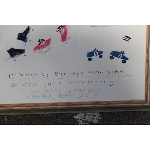 162 - INTERESTING ADVERTISING PRINT BARNYS NEW YORK ROLLER DISCO
84 X 63CM