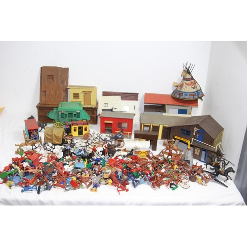 568 - LARGE QUANTITY OF VINTAGE TIMPO COWBOYS FIGURES ETC