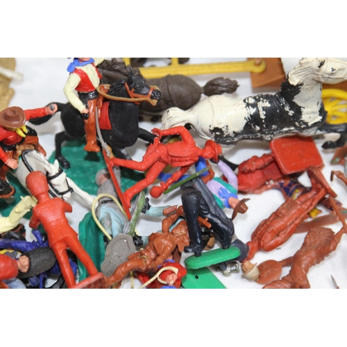 568 - LARGE QUANTITY OF VINTAGE TIMPO COWBOYS FIGURES ETC