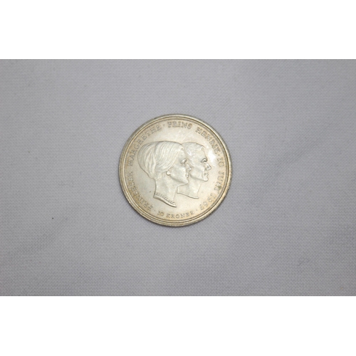 DANISH SILVER 10 KRONER COIN WITH HEADS ON BOTH SIDES 1967